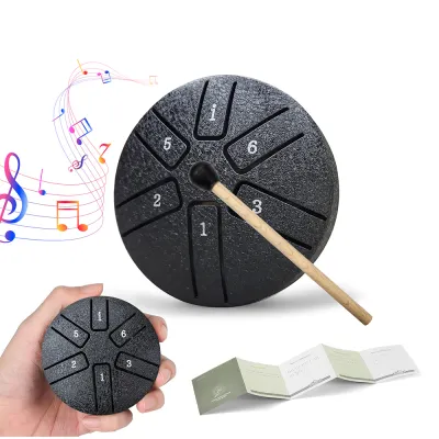 DOZZLY Ethereal Drum Steel Tongue Drum Rain Chime Handpan 3 Inches 6 Notes Mini Musical Instrument for Outside Garden
