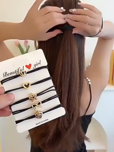 20 Pcs Simple Five Star Love Bowknot Rubber Band Hair Tie High Elasticity Headband Hairtie and Hair Accessories