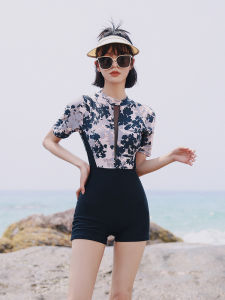 Womens One-Piece Swimsuit Summer Sporty Flat-Bottomed Slimming Hot Spring Soaking High-End Feeling Swimming Costume