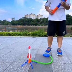 (Ready Stock) Flashing Flying Rocket Hand Pressed Flash Sky Cannon Outdoor Games