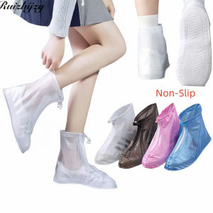 Ruizhijzg Womans And Mens Non-Slip Wear-Resistant Thick Waterproof Rain Shoes Reusable Rain Boot Cover Cover Rain Boot Cover With Waterproof Layer
