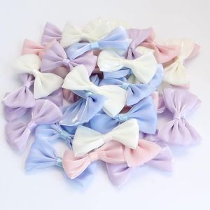 10pcs/lot Pearl Yarn Satin Ribbon Bows Solid Color Small Size Bow Tie For Handmade Hairclip Decoration DIY Wedding Party Deco