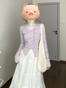 Ge·an·fei | Elegant French Purple V-neck Dress 2026 Autumn Wear
