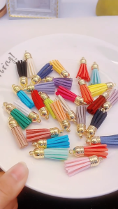 Manilago 3" Leather Tassel Pendant 1pc DIY Tassels Decoration with Loop for Keychains Cellphone Charm Straps