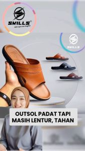 Mengenal Sandal Slop Kulit Casual Skills Barqun Rigel BNIB