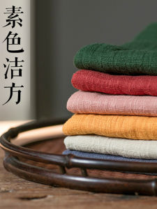 ผ้าชาผ้าฝ้ายผสมผ้าลินินสีธรรมดาแผ่นรองน้ำชาทรงสี่เหลี่ยมซับน้ำเพิ่มความหนาสองชั้นแผ่นรองน้ำชาผ้าลินินผ้ารองกาน้ำชาสีล้วนทำความสะอาดได้