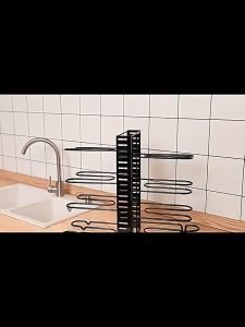 Worthbuy Adjustable Cookware Pot Holder Rak Periuk Pot Lid Holder Rak Dapur Kitchen Counter Cabinet Dish Organizer 厨房置物架