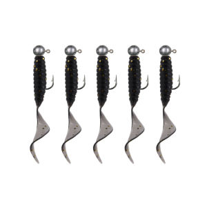 JYJ 5pcs/bag 1g jig hook with 4cm fishing grub worm maggot soft small lure bait artificail fishing tackle for perch crappie bass