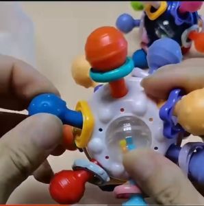 Baby Sensory Toys | Baby Winkel Rattle & Sensory Teether Activity Toy | Silicone Pull String Activity Toy | Rocket Mainan