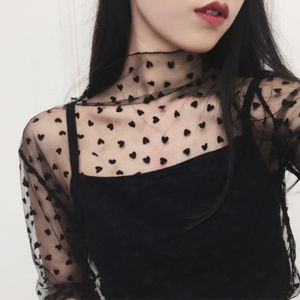 ผู้หญิงฤดูร้อนโปร่งใสเสื้อตาข่ายเสื้อแขนยาวเสื้อ Casual Dot ผู้หญิงเสื้อ