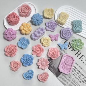 New Flower Series Silicone Candle Aromatherapy Candle Chocolate Ice Cube Mousse Cake Decoration Baking Mold Kitchen Tools