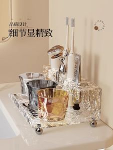 Giá Để Chổi Đánh Răng Sang Trọng Nhẹ Giá Để Đồ Dùng Vệ Sinh Cá Nhân Màn Sơn Mặt Bàn Phòng Tắm Cốc Đựng Nước Súc Miệng Cốc Đựng Chổi Đánh Răng Trang Trí Nhà Cửa