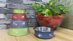 Pet Dog Bowl Dog Water Bowl Stainless Steel Printed Dog Food Bowls Dog Bowl Cat Puppy Feeding Supplies Dog Accessories