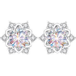 East Beauty | Sterling Silver Moissanite Snowflake Design Ear Jewelry