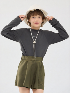 JOLLY BEAN | Round Neck Long Sleeve Stretch Versatile Solid Color T-shirt