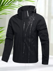 Áo Khoác Gió Chống Thấm Nước Cho Nam Có Mũ Trùm Đầu Có Thể Tháo Rời Full Zip Softshell Áo Khoác Ngoài Nhẹ Để Đi Bộ Đường Dài Mùa Xuân Mùa Thu Ngoài Trời