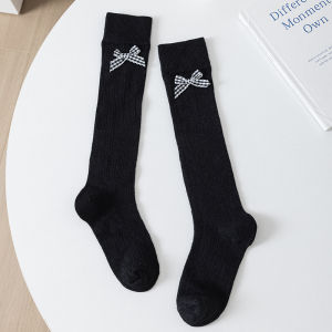 Summer Children Long Tube Socks Solid Color Thin Breathable Mesh Stockings For Girls Bow Princess Cotton Kids Socks 3-12Years