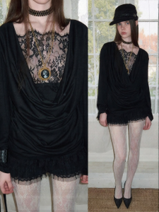 1JINN STUDIO | Lace Splice Illusion Neck Long Sleeve Blouse Slimming