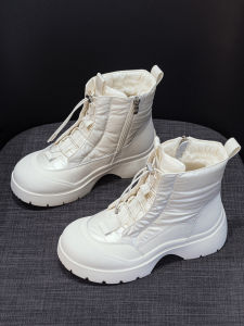 Womens Thick Bottom Snow Boots Winter Fleece Lined Thickened Mid-Calf Waterproof Non-Slip Northeast Cotton Shoes Warm