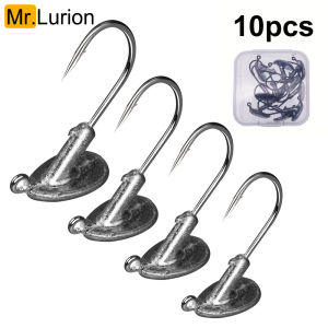 10pcs a box 3.5g 5g 7g 10g 14g high carbon steel fishing jig head hook tackle  sinking fishing hook for soft worm lure baits