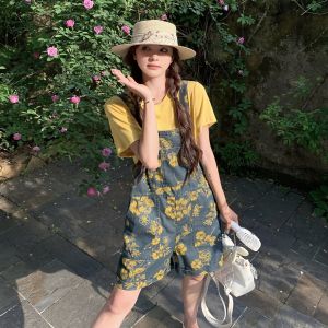 YINLUOYA | Inloray College Style Denim Overalls Set Women Summer 2025 New Small Size Two-Piece Korean Skirt Short Sleeve Round Neck