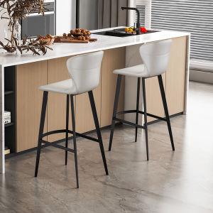 Modern Minimalist Bar Stool Home Use Backed Stool Counter Chair Height Adjustable Rotating Bar Chair Non-Slip Footrest Included