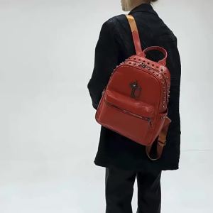 Women Gothic Rivet Backpack Metal Cross Chain Decor Solid Color Y2K Streetwear Travel School Rucksack