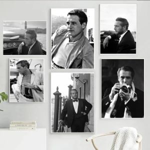 Poster Prints Paul Newman Black White Photo Movie Actor Star Gifts Canvas Painting Living Room Home Decor