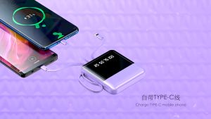 2025 10000mAh Powerbank Mini 20W dengan Kabel Fast Charging Lightning & Type C untuk iPhone/Android Mudah Bepergian dan Dibawa