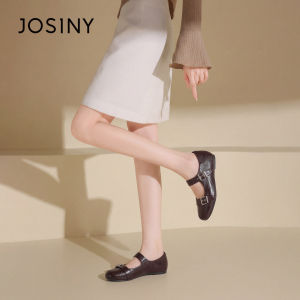 Josiny | Retro Aged Leather Low Heel Skinny Mary Jane Shoes