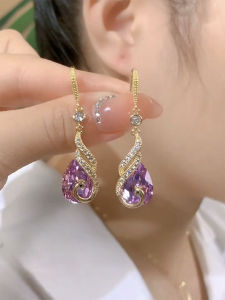 Purple Crystal Phoenix Earrings Fancy Accessible Luxury Phenix Dance in the Sky Peacock Earrings 2024 Best Selling Earrings for Women