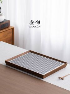 SANXUN | Premium Walnut Wood Tea Tray with Water Storage for Home Use