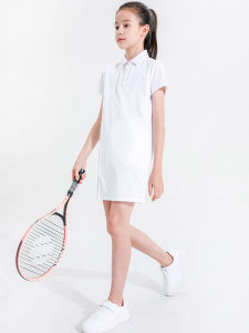 Girls Tennis Skirt Dress Quick Dry Sports Uniform Large Children Polo Dress Summer Thin Straight Tube Polyester Fiber Dress