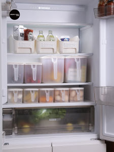 Youben Home Refrigerator Storage Box Kitchen with Handle Pull-out Storage Box with Lid Food Preservation Clutter Organizing Box