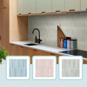 10pcs 3D Tile Stickers Self-adhesive Green Tiles Bathroom Wall Tile Stickers Water and Mold Resistant 30x30cm