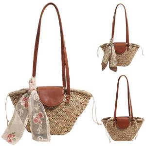 Women Straw Woven Tote Bag Summer Beach Bags Large Capacity Weaving Shoulder Bag Tote Clutch Bags for Party Vacation