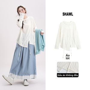 SHANGWEILUO | Bộ Đầm và Chân Váy Dây Kẻ Không Đều Cao Waist Viền Ren
