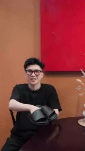 Dép quai ngang nam LEMANS da bò màu đen - LS15.2 đế cao su thơm 2 lớp Bảo hành 06 tháng