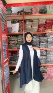 Cardigan Wanita Lavina Moscrepe LD 102cm - Vest Model, Cocok untuk Ukuran XL