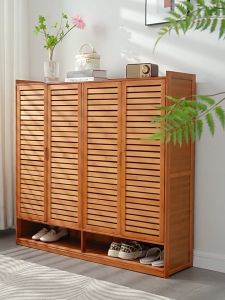 7 Layers Shoe Rack Shoe Cabinet Wooden Door With Cover Rattan Shoe Rack Bamboo Organizer