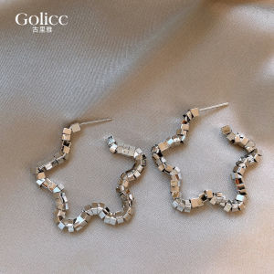 Exaggerated Star Shaped Large Hoop Earrings Womens Fashion Jewelry Elegant Sensation Silver Alloy Ear Cuffs  out