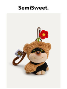 Cute Bee Dog Plush Toy Keychain Backpack Pendant Girls Lovely Dog Doll Original Gift Soft Stuffed Animal Bag Accessory