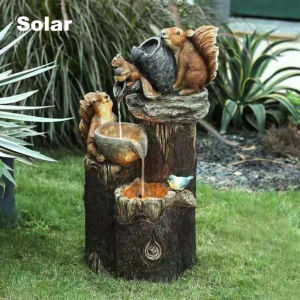 Solar Powered Garden Fountain Resin Design With Solar Led Light Patio Decoration Outdoor Sculpture Gardening Gifts