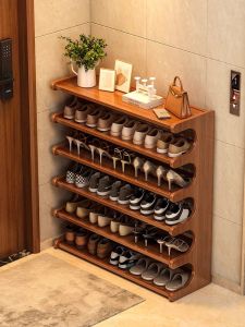 Simple Dustproof Wooden Shoe Rack Entrance Hallway Storage Bench Multi-layer Slim Size Home Entrance Organizer JK2025