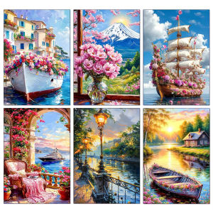 BILIBILI | Acrylic Paint By Numbers Romantic Landscape Painting By Numbers on Canvas Coloring By Number for Adults Paint Digital Art