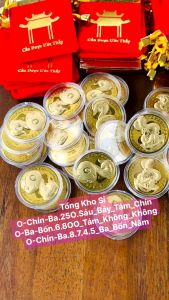 COMBO 10 Xu Lá Vàng Rắn Thần Tài Mạ Vàng Kèm Túi Gấm Phúc Lộc - làm quà tặngquà biếu độc lạ và ý nghĩa Siêu Rẻ