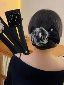 Magic Twisting Hair Styler Butterfly Knot Headwear Clip Womens High-End Camellia Bun Headpiece Retro Court Style Fashion Accessories