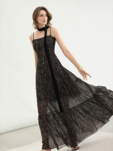 COCOBELLA | Feminine See-Through Leopard Print Long Dress