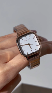 Milliot & Co Ainsley Rose Gold Mesh Strap Watch (Salmon)