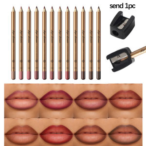 6-Color Set Wooden Matte Lipliner Pencil Nude | 2-in-1 for Defining Lips and Full Coverage Smooth Creamy Formula
